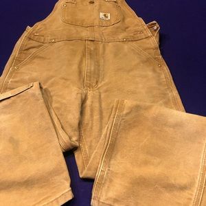 Carhartt Duck Wash Bib Overalls Youth Size L. (YYR01 BRN)
